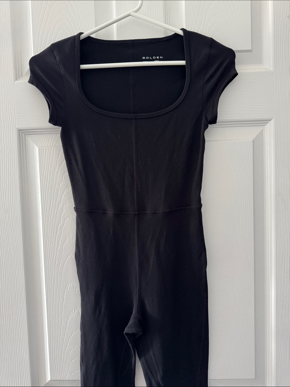Aritzia Black Short-Sleeve Scoop-Neck Jumpsuit